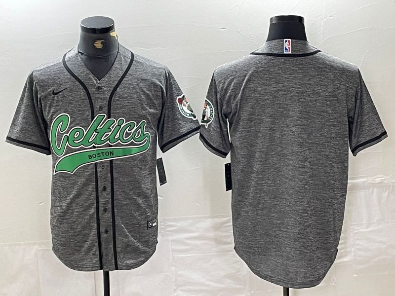 Men Boston Celtics Blank Grey Jointly 2024 Nike NBA Jersey style 1